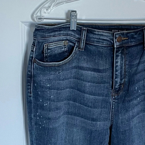 Judy Blue High Rise Bleach Splash Boyfriend Jeans/Blue - 29738 - Picture 4 of 16